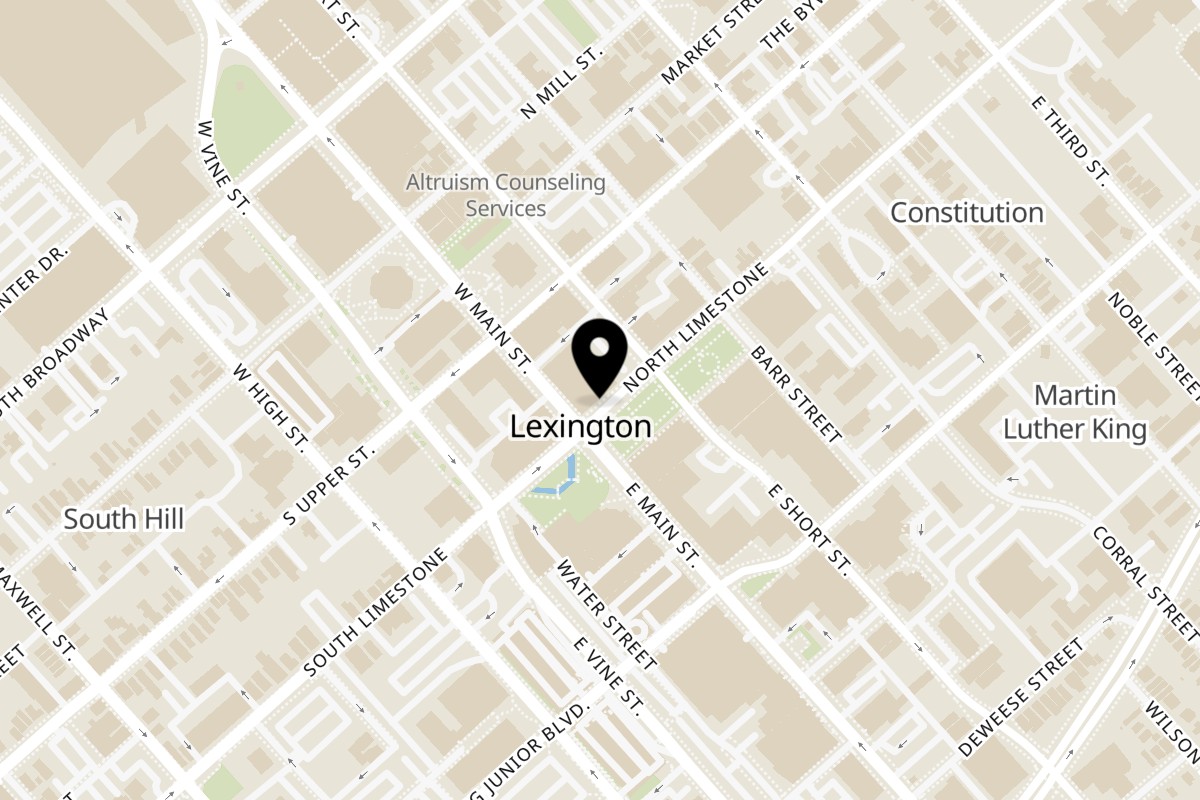 Map showing the location of Sam's Hot Dog Stand, Downtown Lexington on 105 N Limestone in Lexington